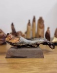 Pure hand-carved wood carving Taihang cypress root carving ornaments handle pieces root carving rotating reclining Buddha reclining Buddha master opening face AAA000005231