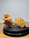 Purely handmade Taihang thuja ornaments, handles, wood carvings, fine face carving, "Fortune Jade Car Maitreya", master face carving, AAA000005233